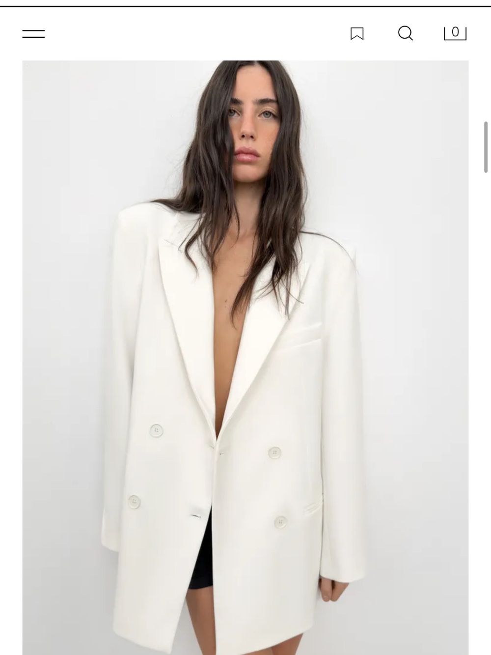 Zara White Double-Breasted Blazer - Picture 2 of 5